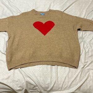 Heart Design Tan Sweater